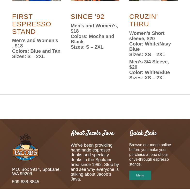 Jacob's Java Menu