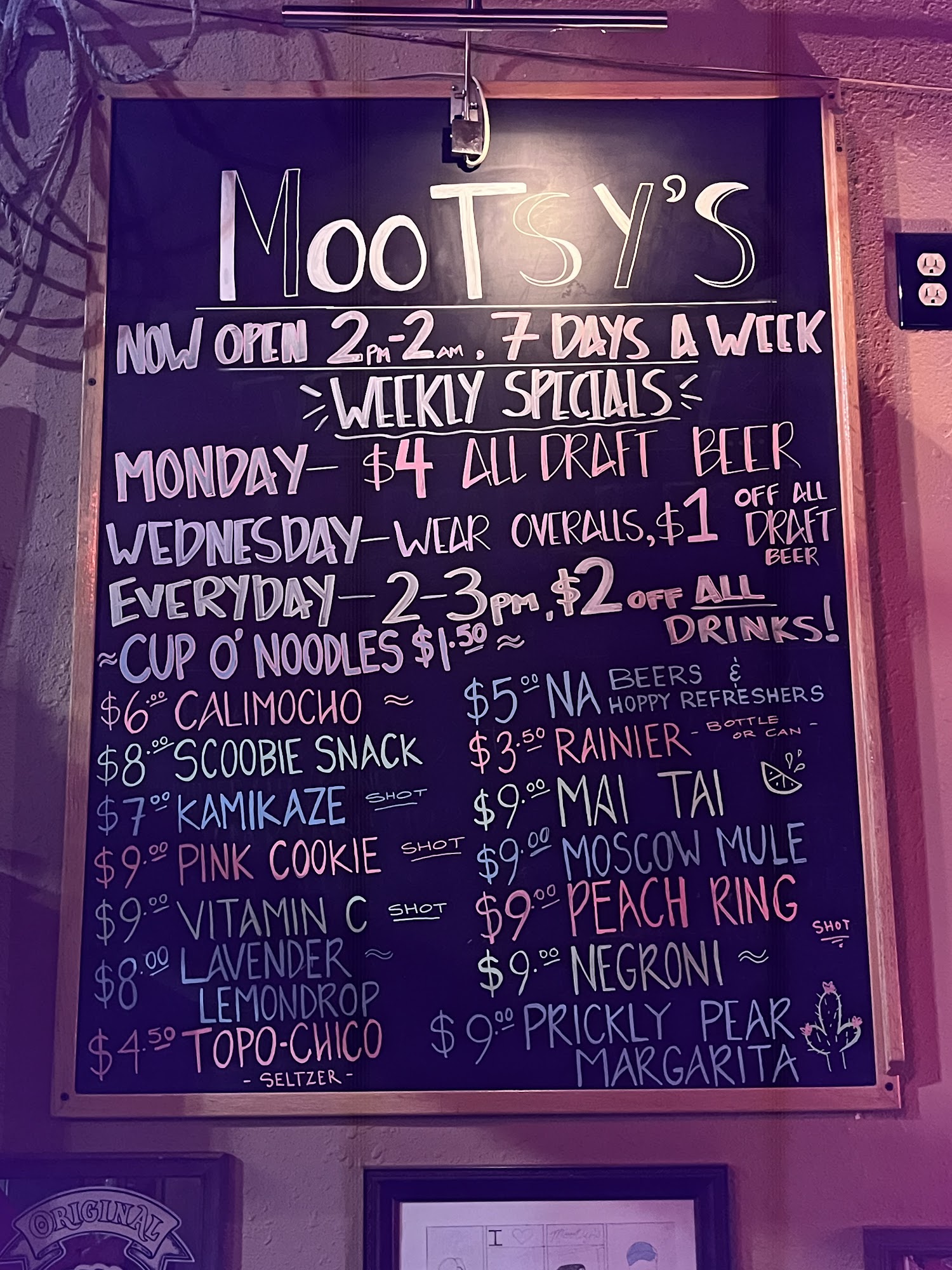 Mootsy's Menu