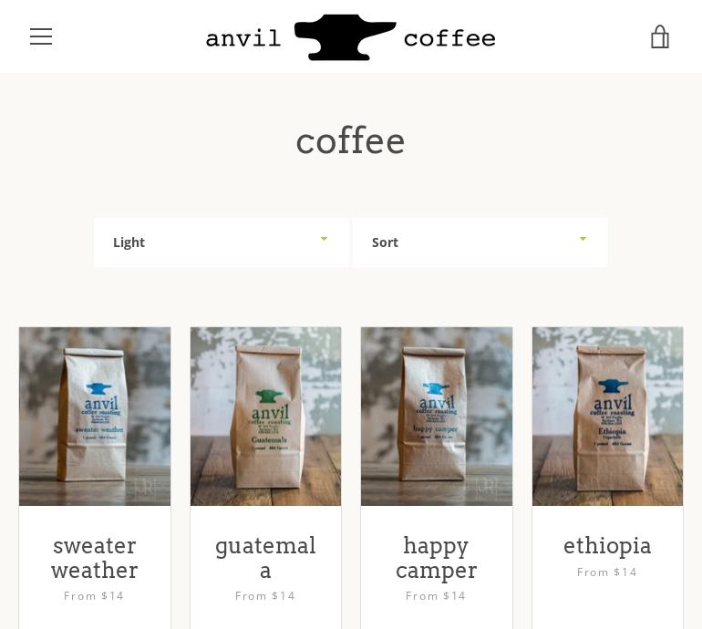 Anvil Coffee Menu