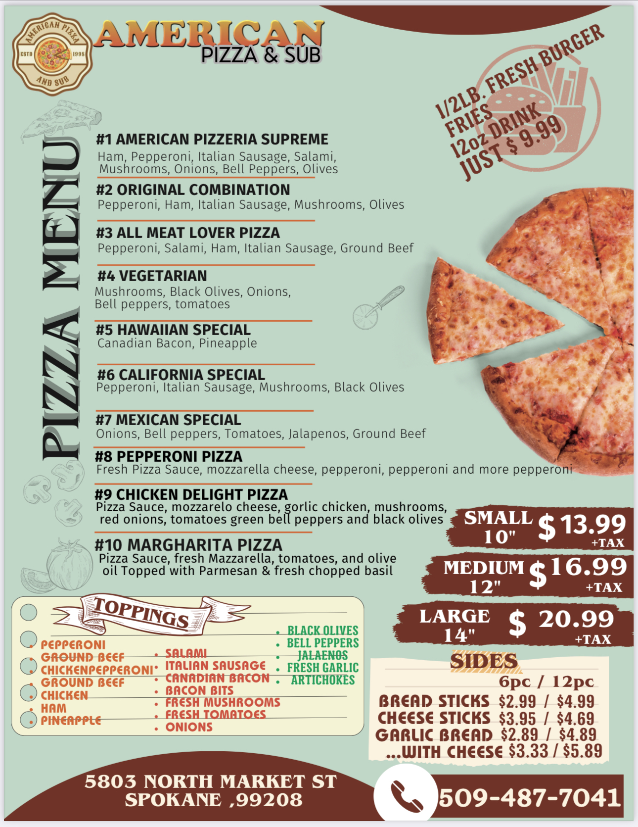American Pizza & Sub Menu