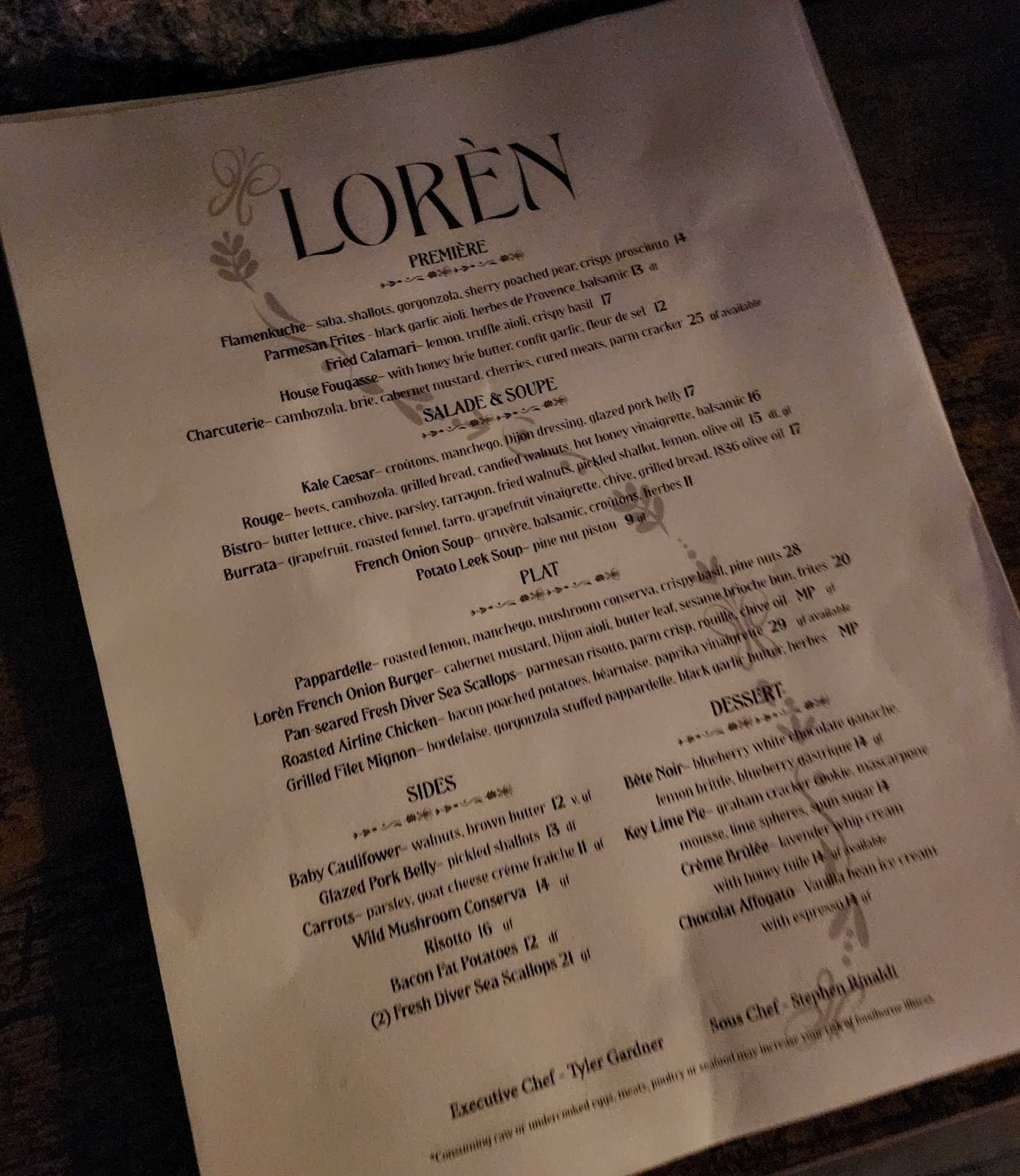 Lorèn Menu
