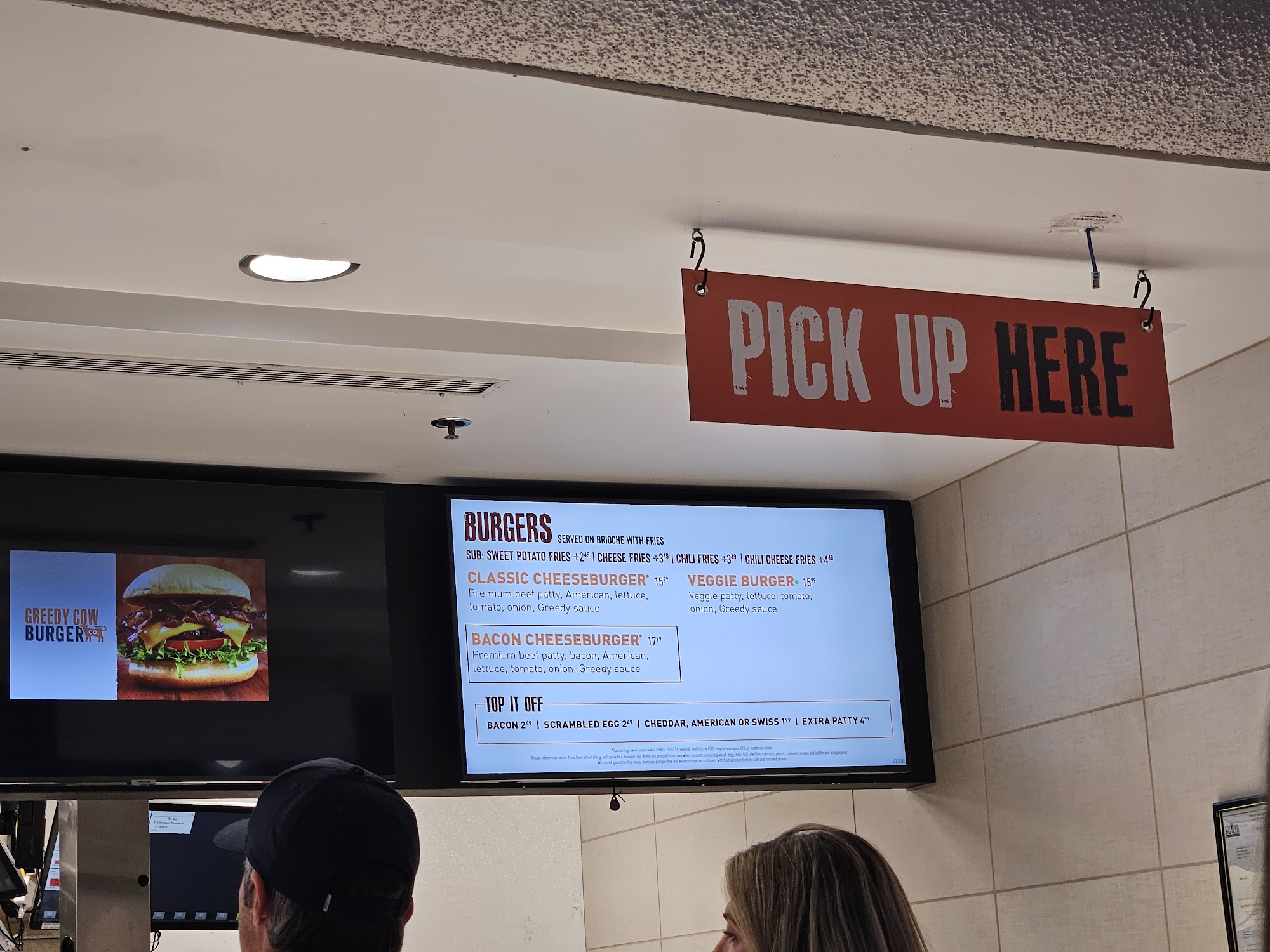 Greedy Cow Burger Menu