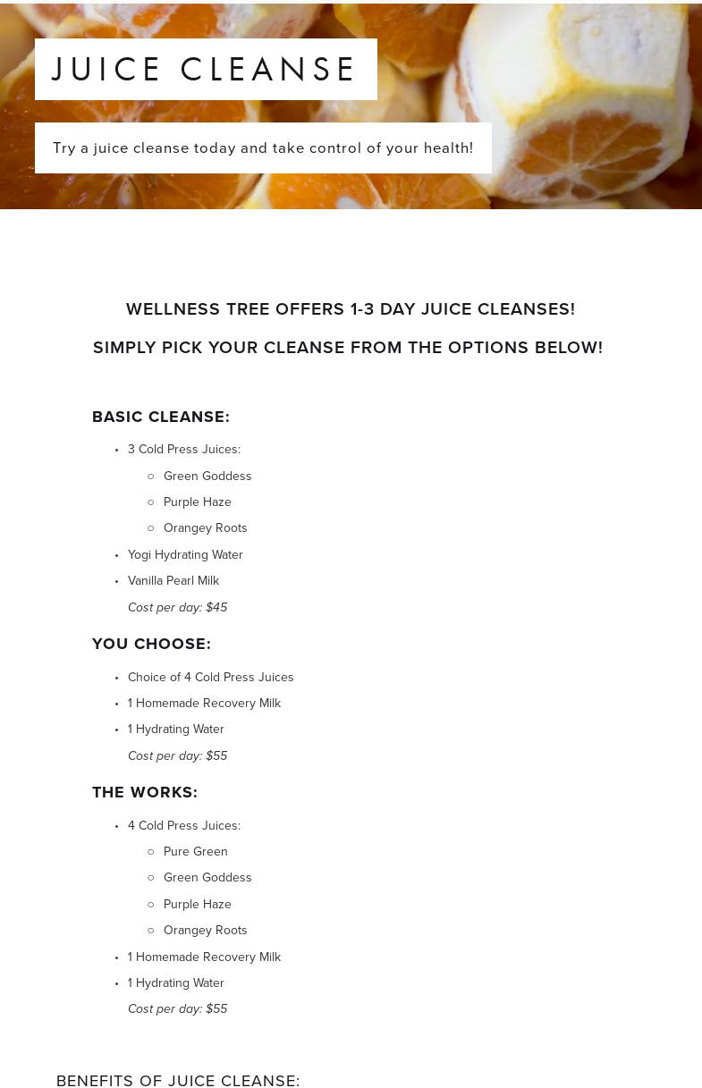 Wellness Tree Juice (Hamilton) Menu