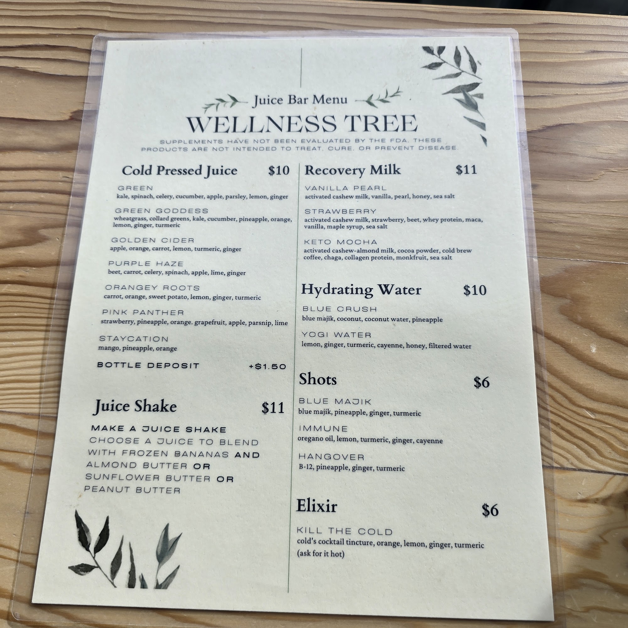 Wellness Tree Juice (Hamilton) Menu