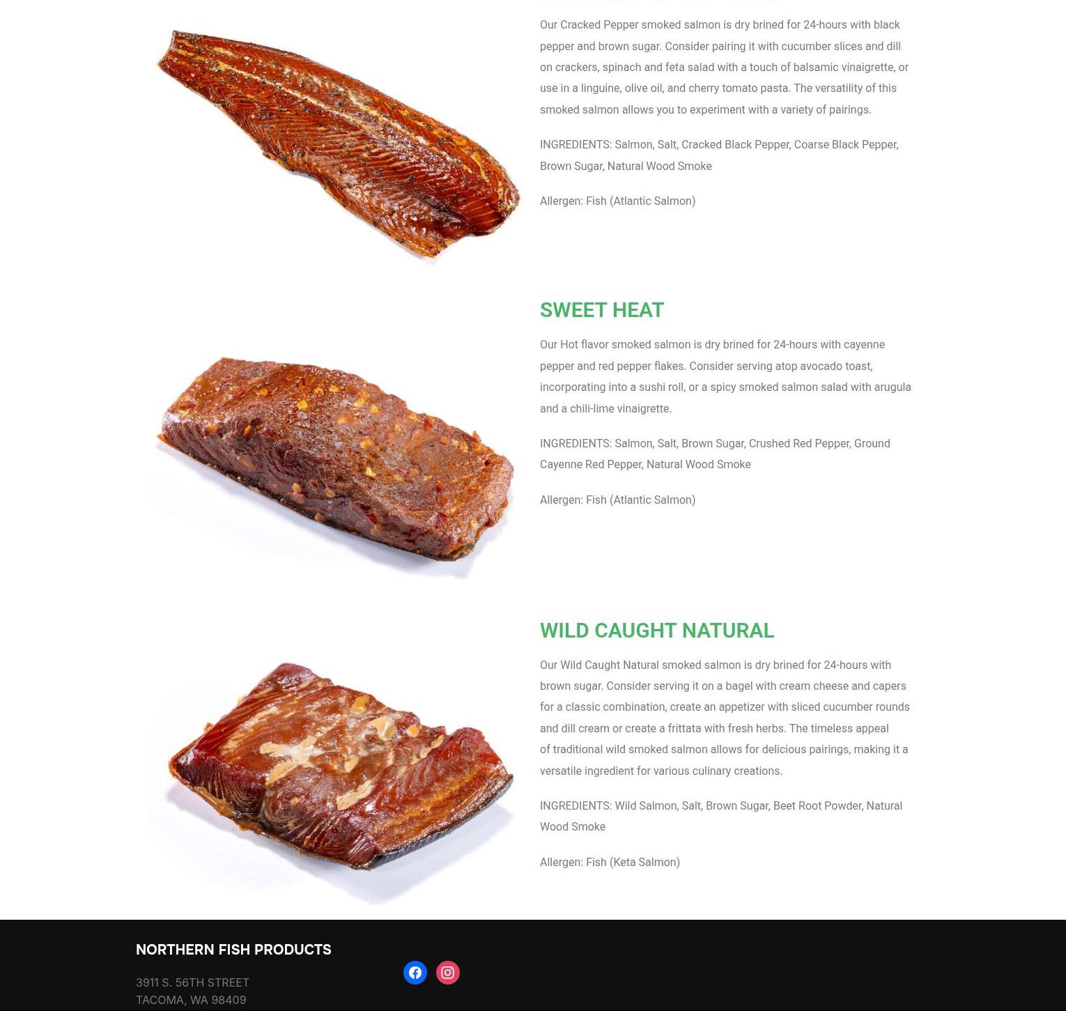 Northern Fish Products Co Menu