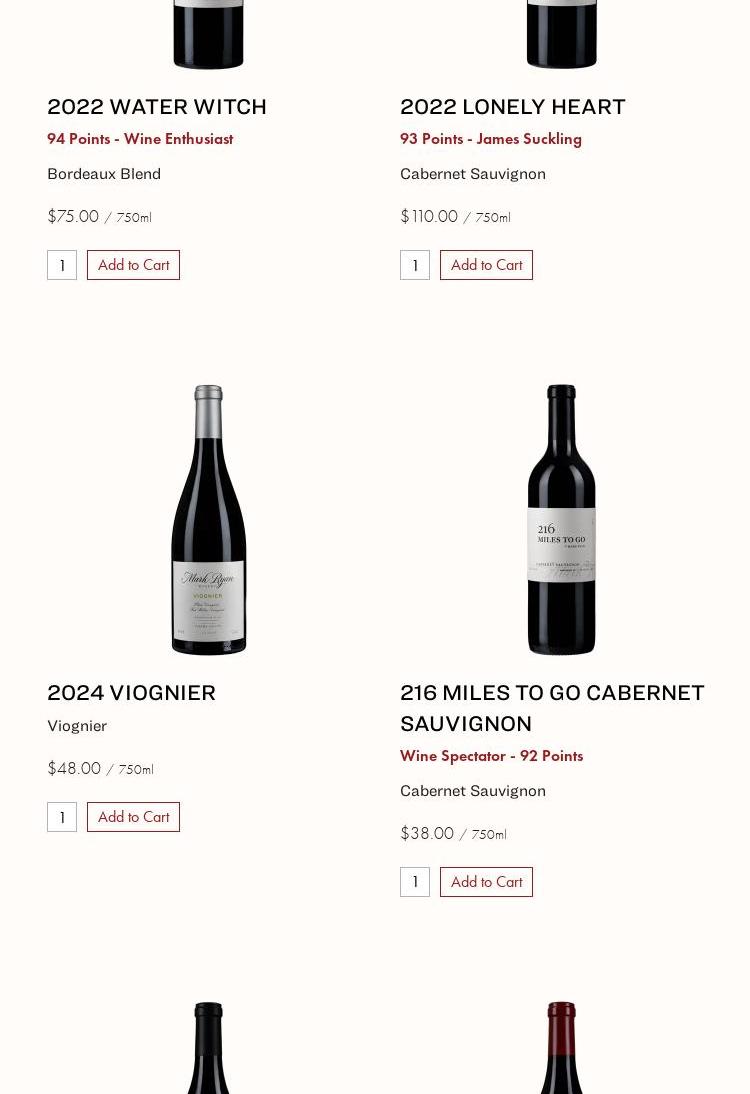 Mark Ryan Winery Menu