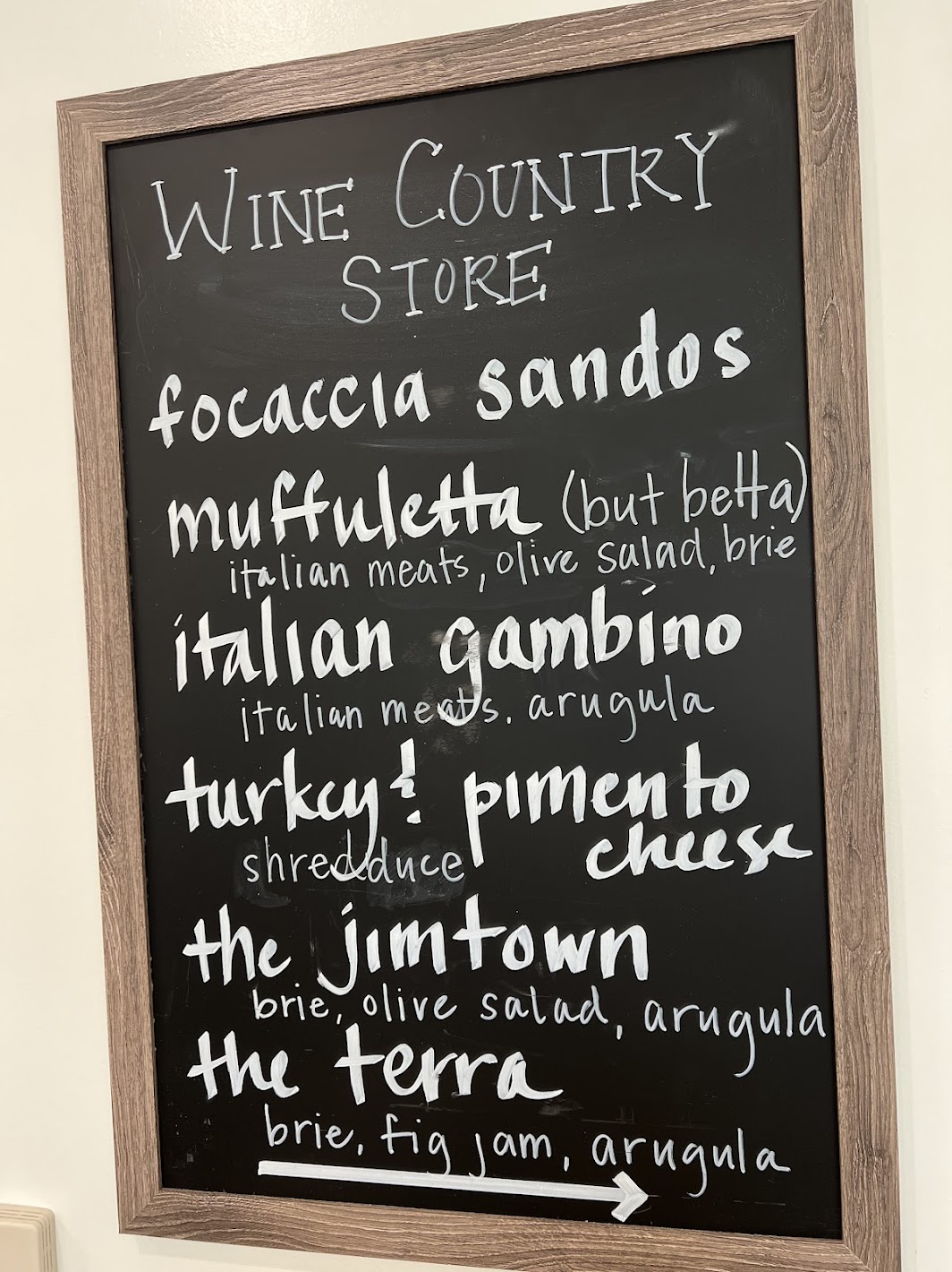 Wine Country Store Menu