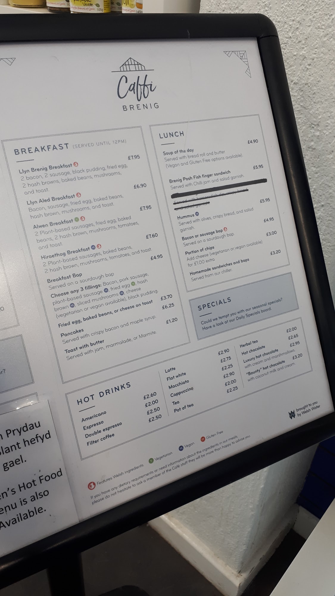 Llyn Brenig Cafe Menu