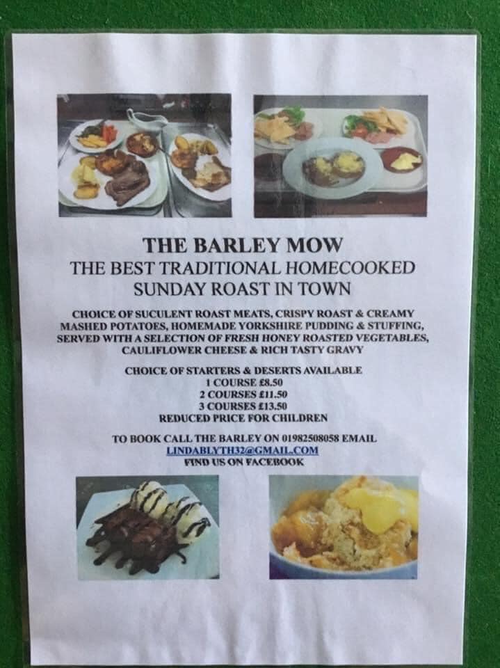 The Barley Mow Public House Menu