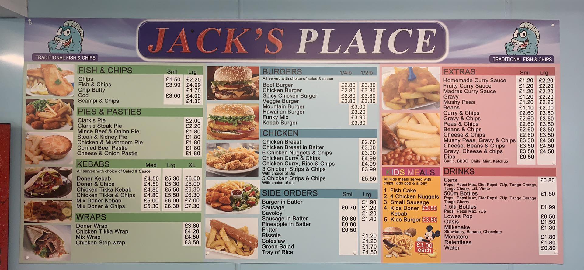 Jack's Plaice Menu