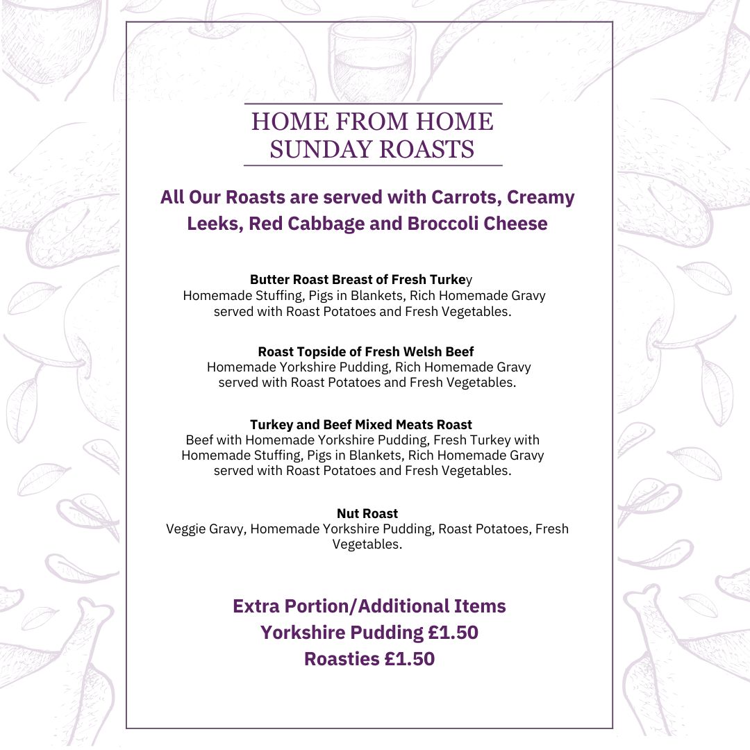 Home From Home Menu