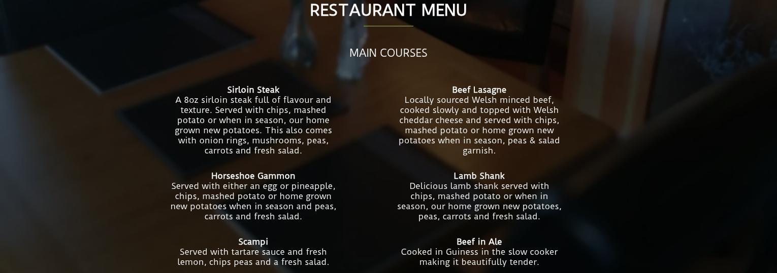 Cartref Menu