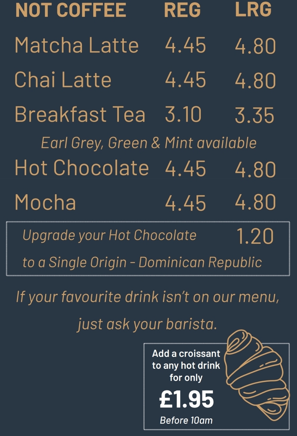 Gourmet Coffee Bar Menu