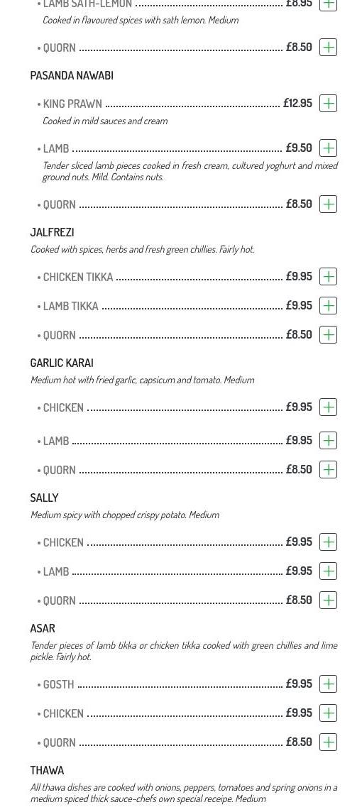 Knowle Indian Brasserie Menu