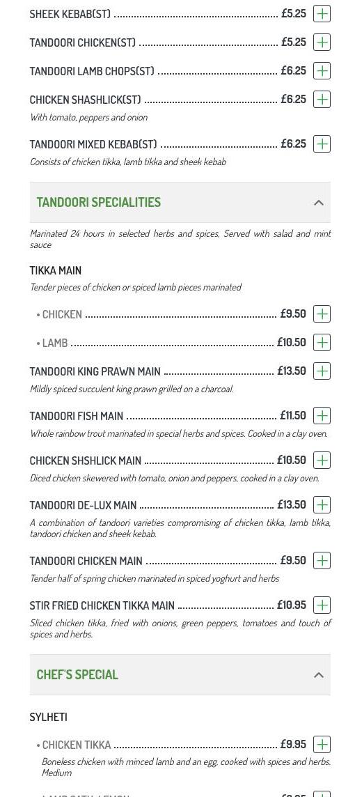 Knowle Indian Brasserie Menu