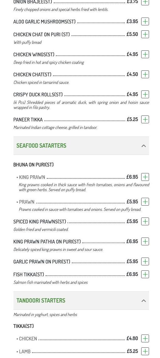 Knowle Indian Brasserie Menu