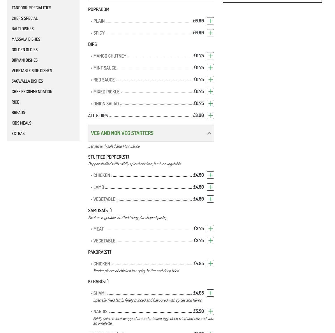 Knowle Indian Brasserie Menu