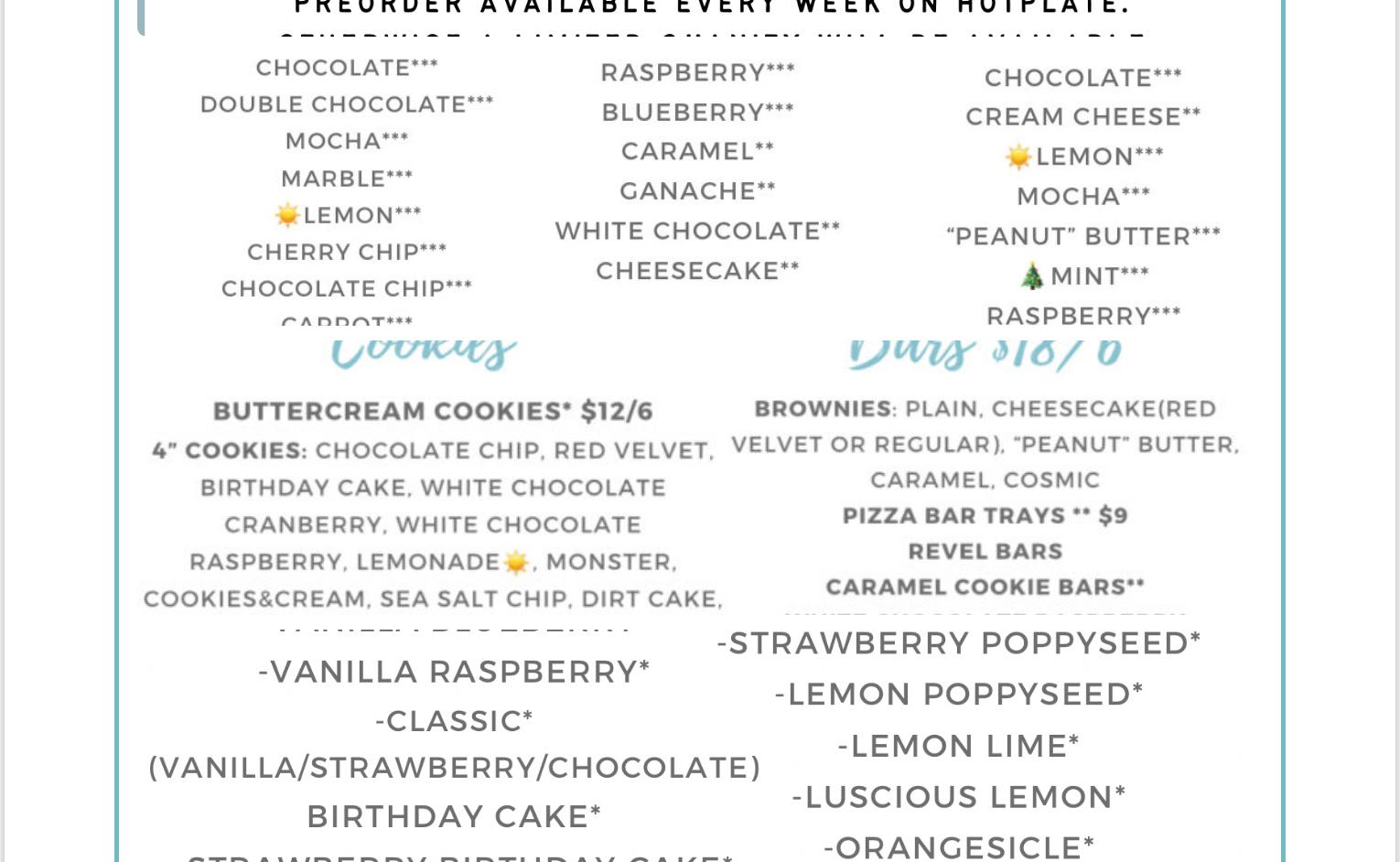 Wilma's Cakes LLC (Appointment Only) Menu