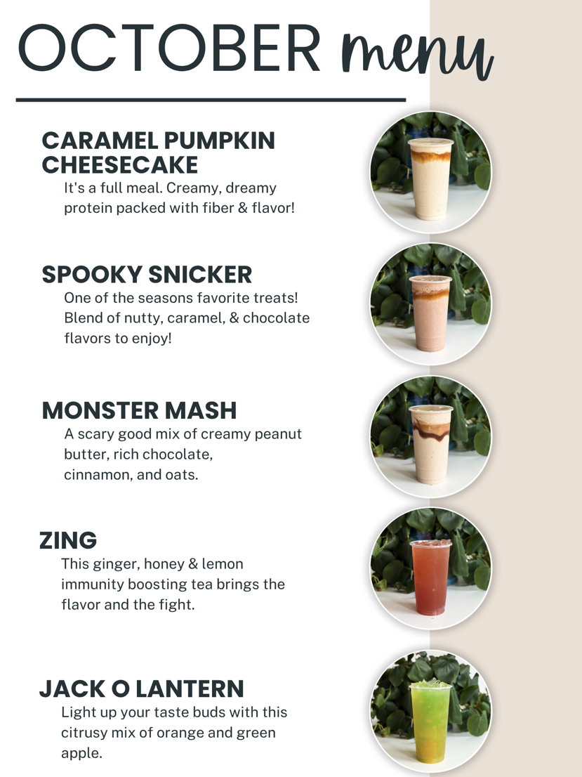 Thrive Nutrition Menu