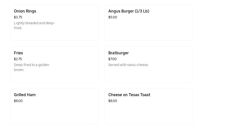 Alibi Bar & Grill Menu