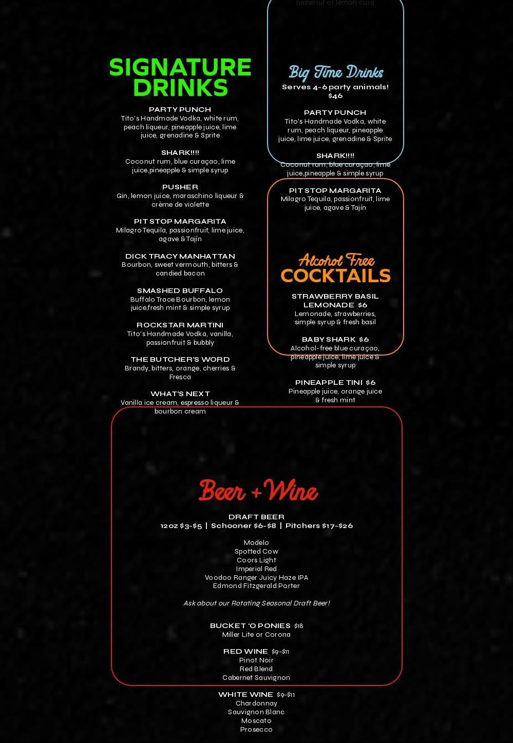 Henry Dorrbaker's Menu