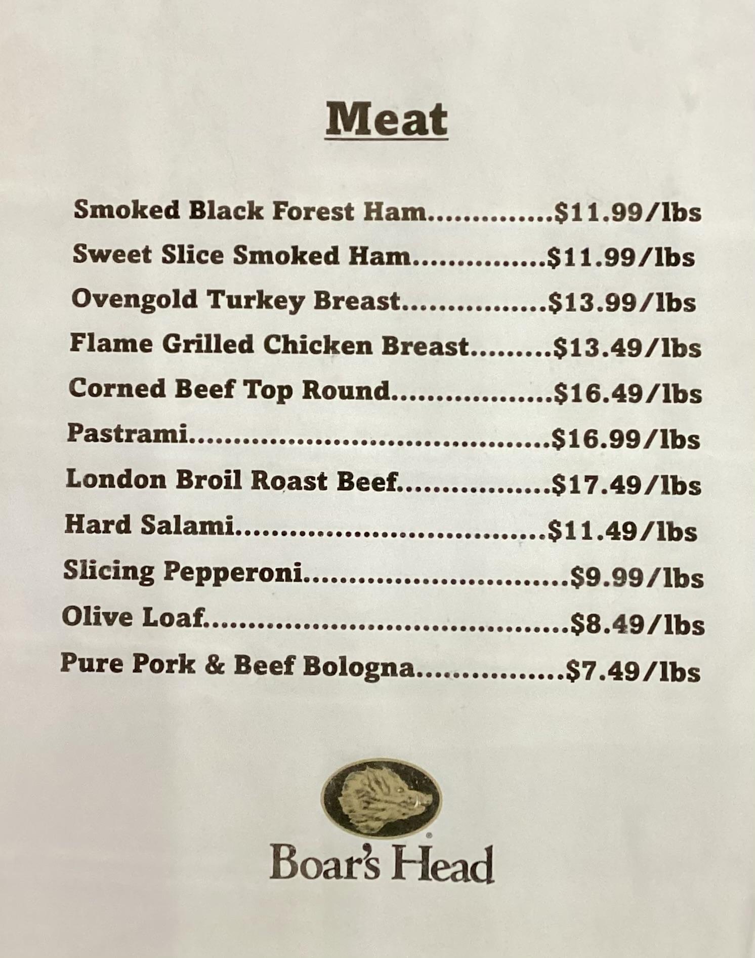 Mama’s Deli Menu