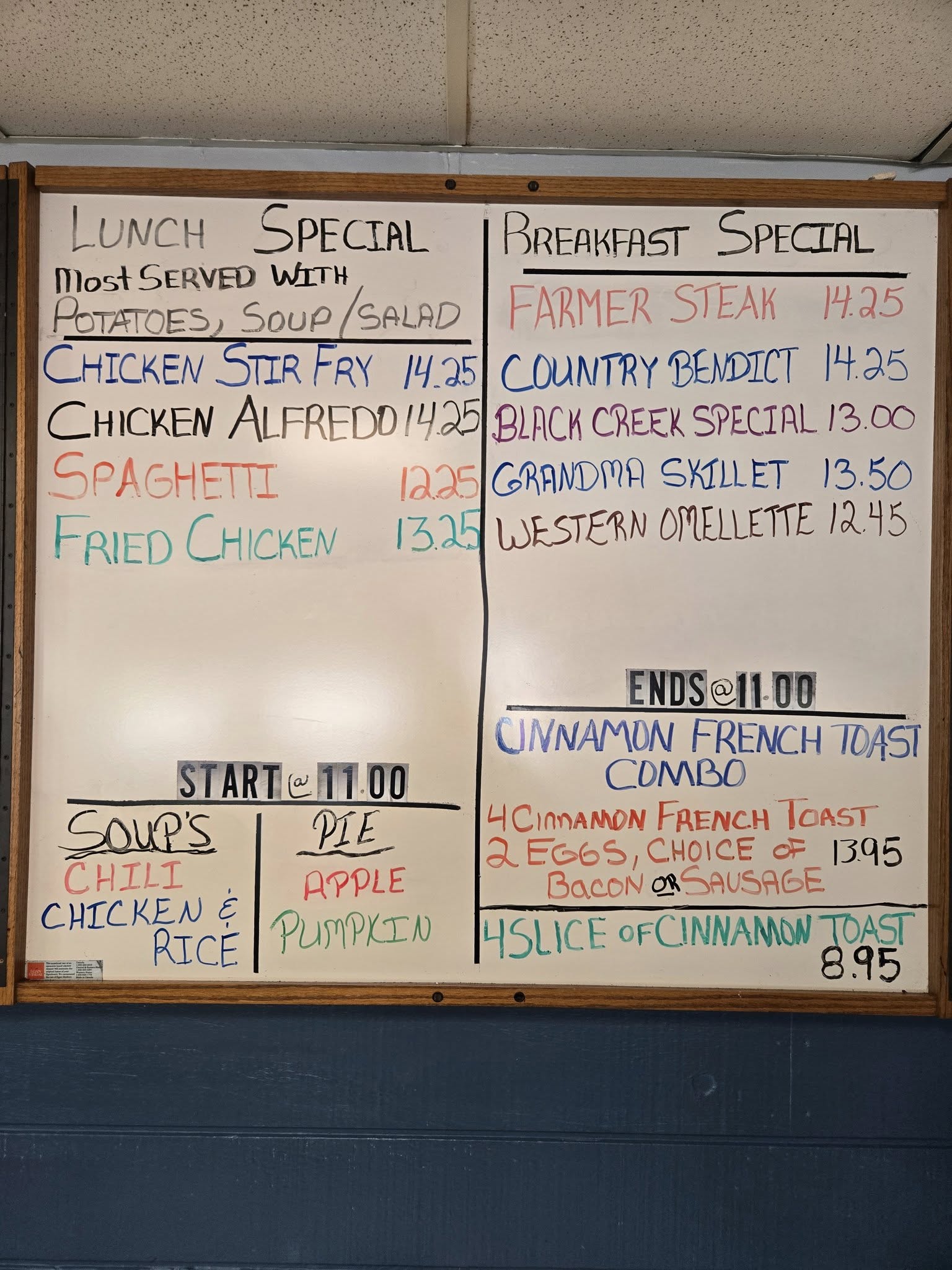 Black Creek Cafe Menu