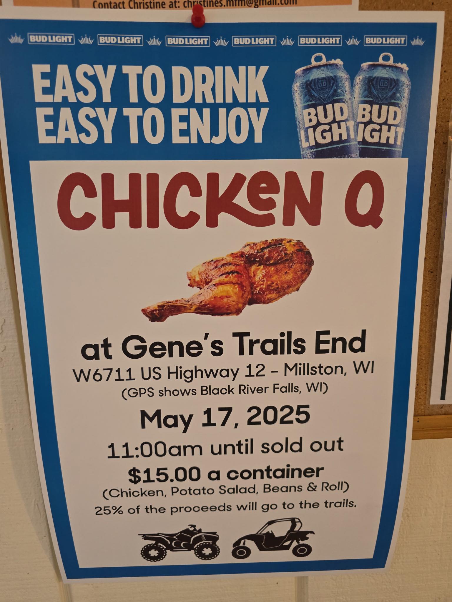 Trails End Bar Menu