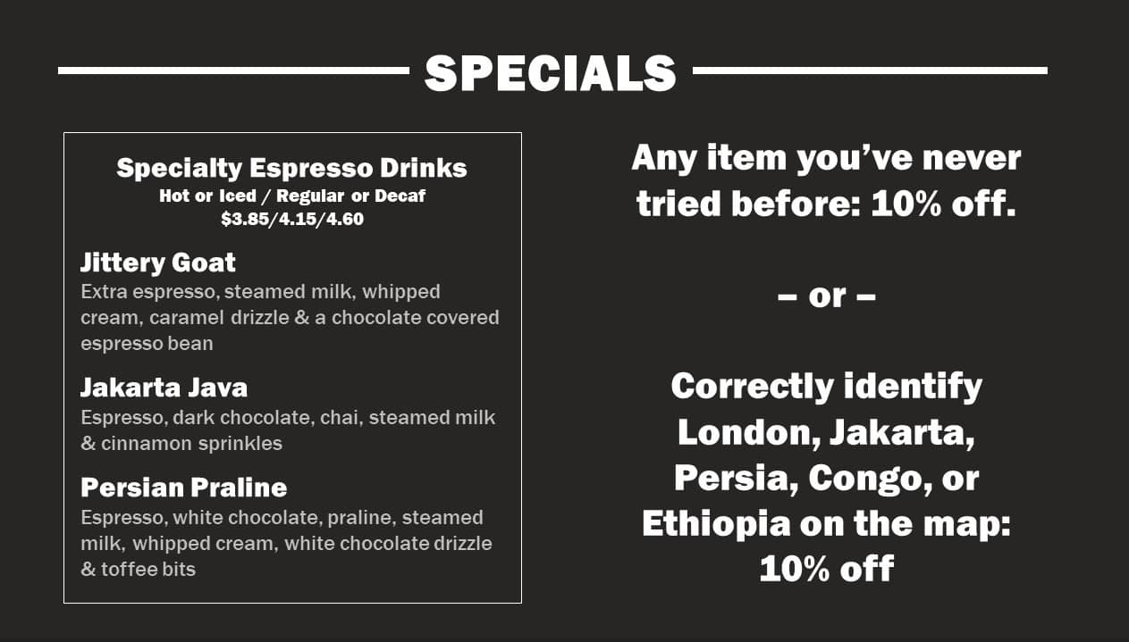 The Mission Cafe Menu