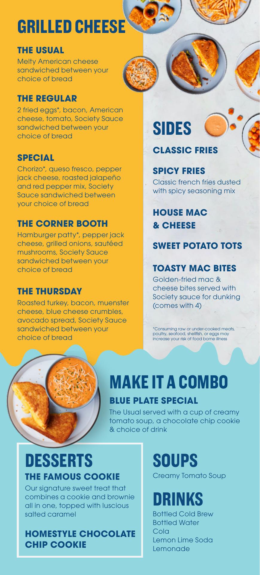 Grilled Cheese Society Menu
