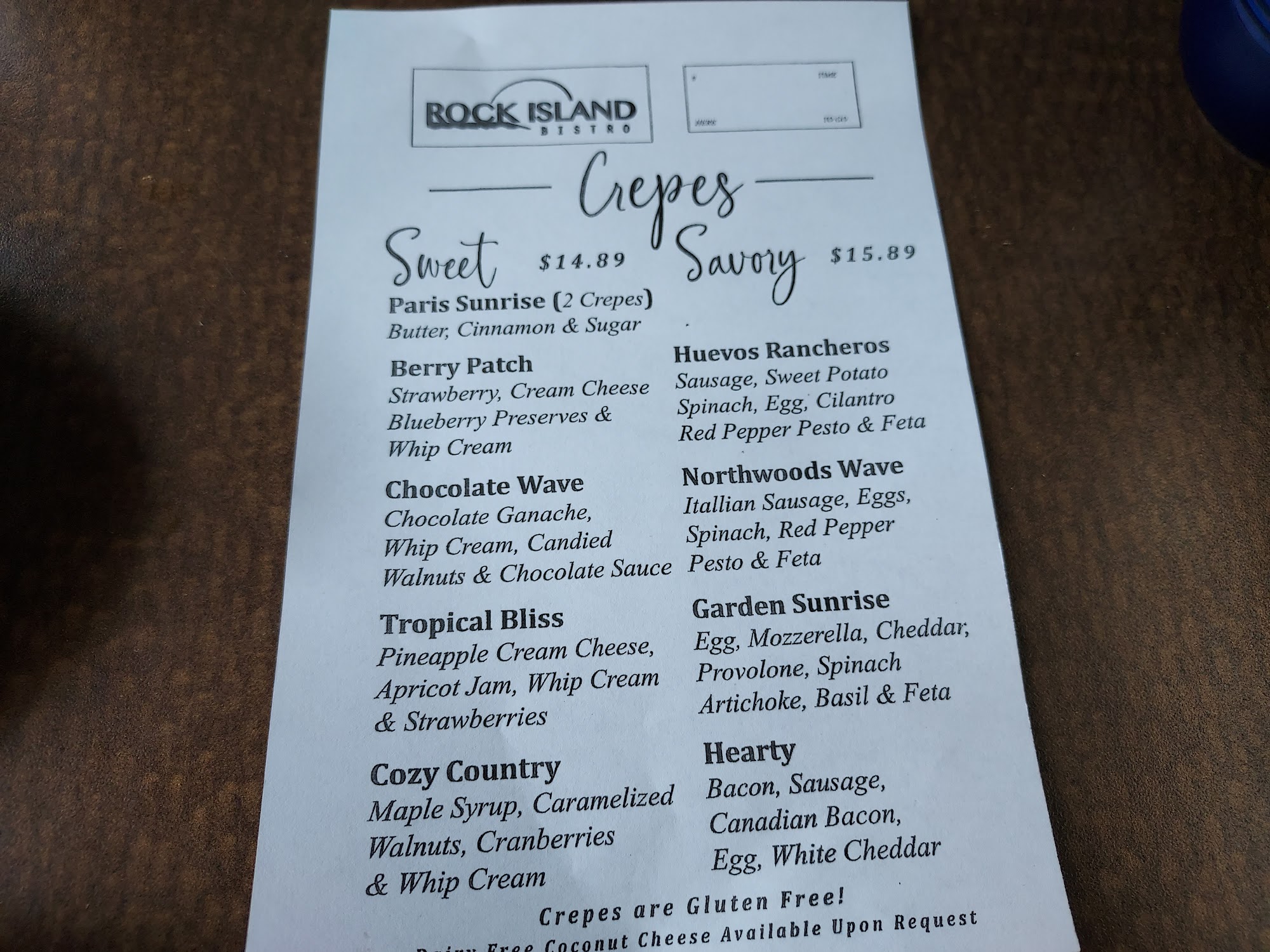 Rock Island Bistro Menu