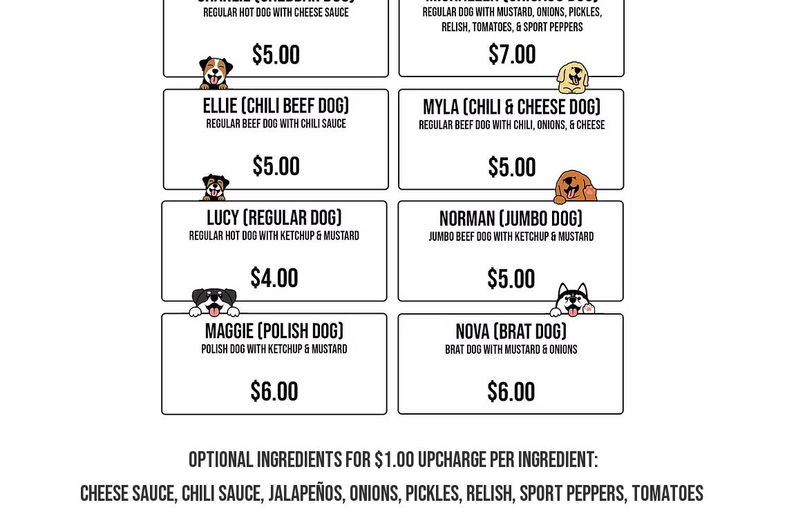 Hank’s Landing Menu