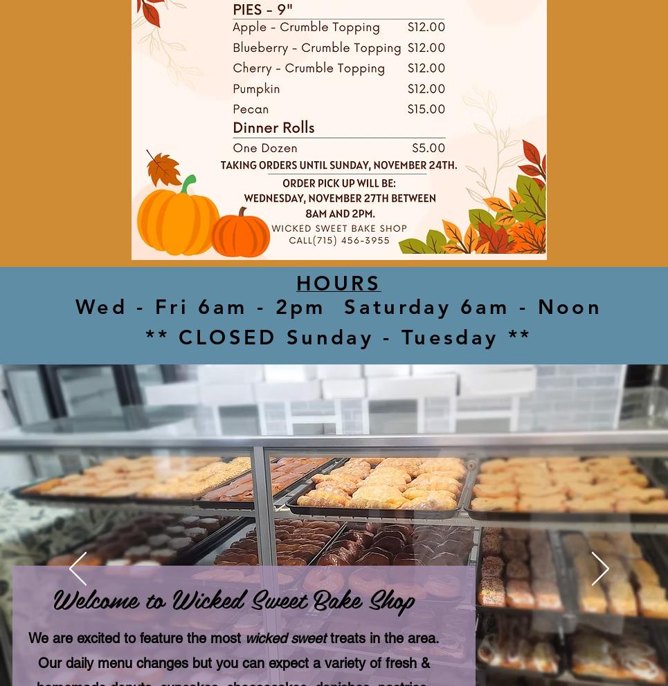 Wicked Sweet Bake Shop Menu