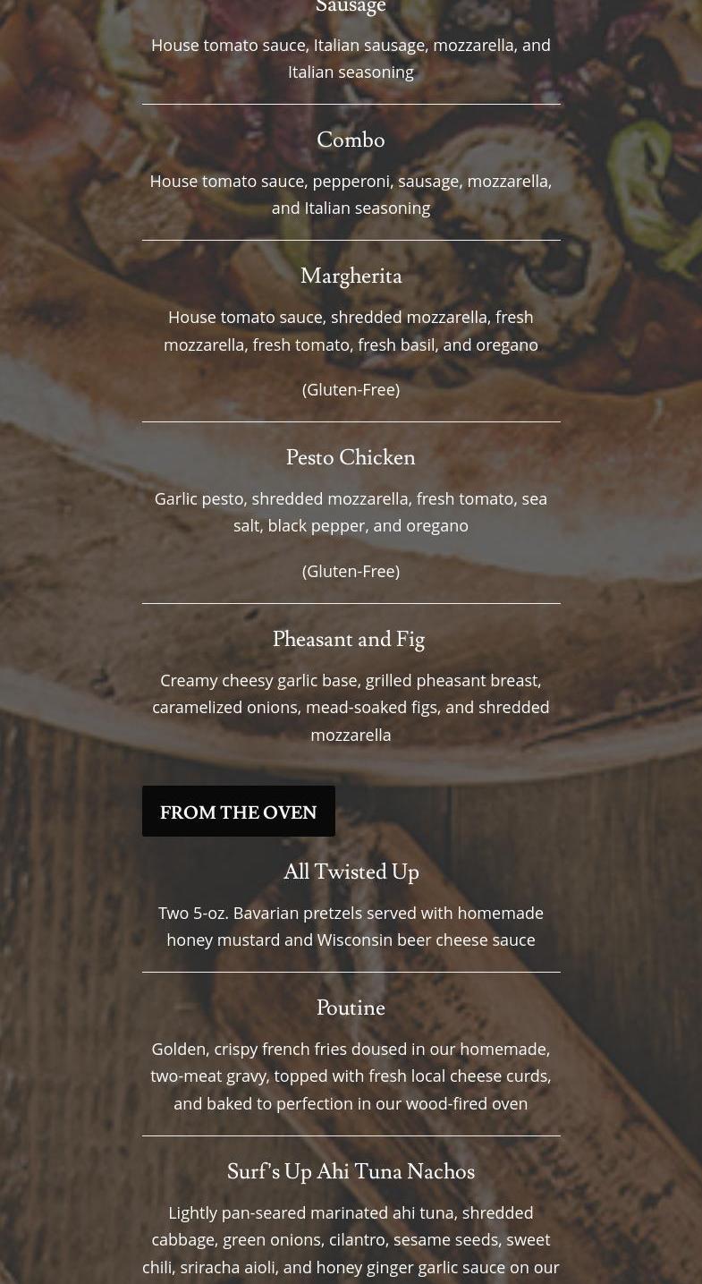 SoLu Estate Winery & Meadery Menu