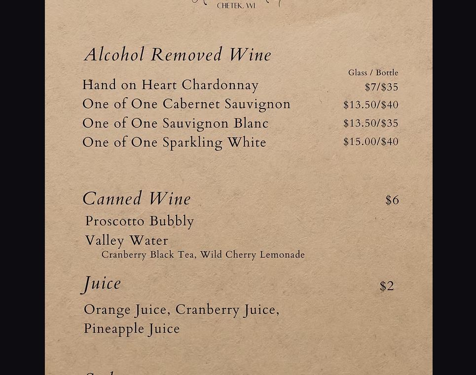 Uncorked Chetek Menu