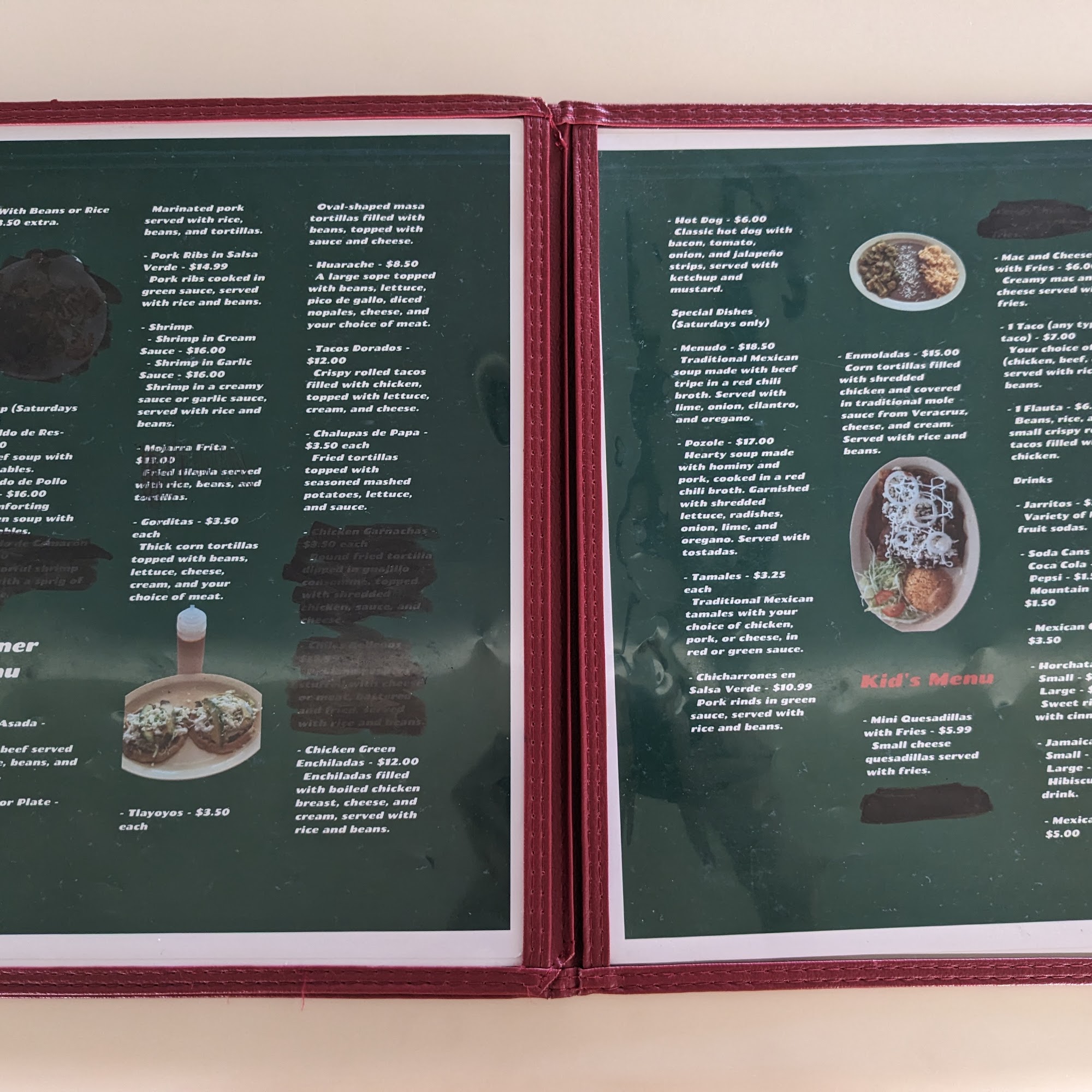El Vaquero Menu