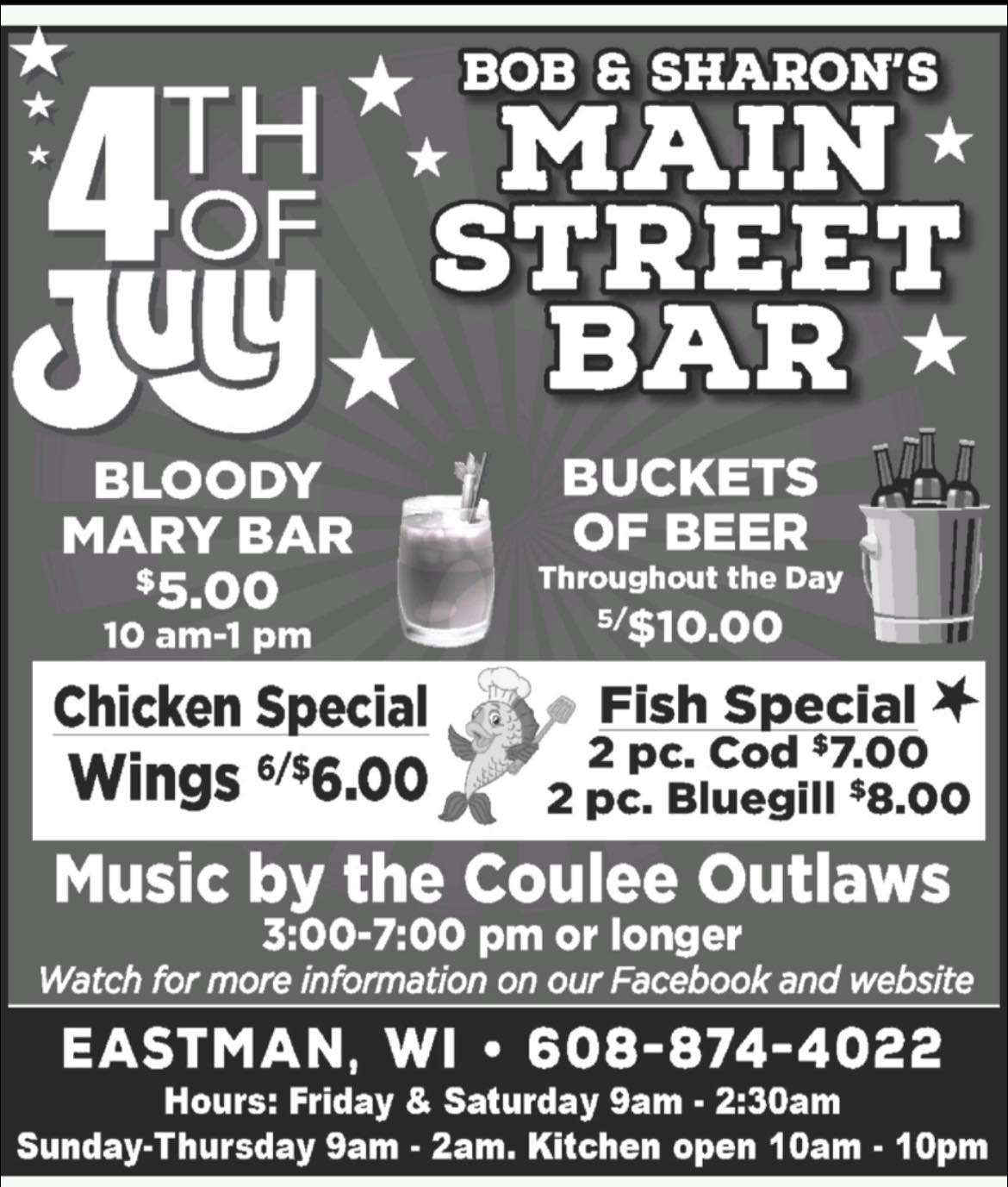 Bob and Sharon's Main St. Bar & Grill Menu