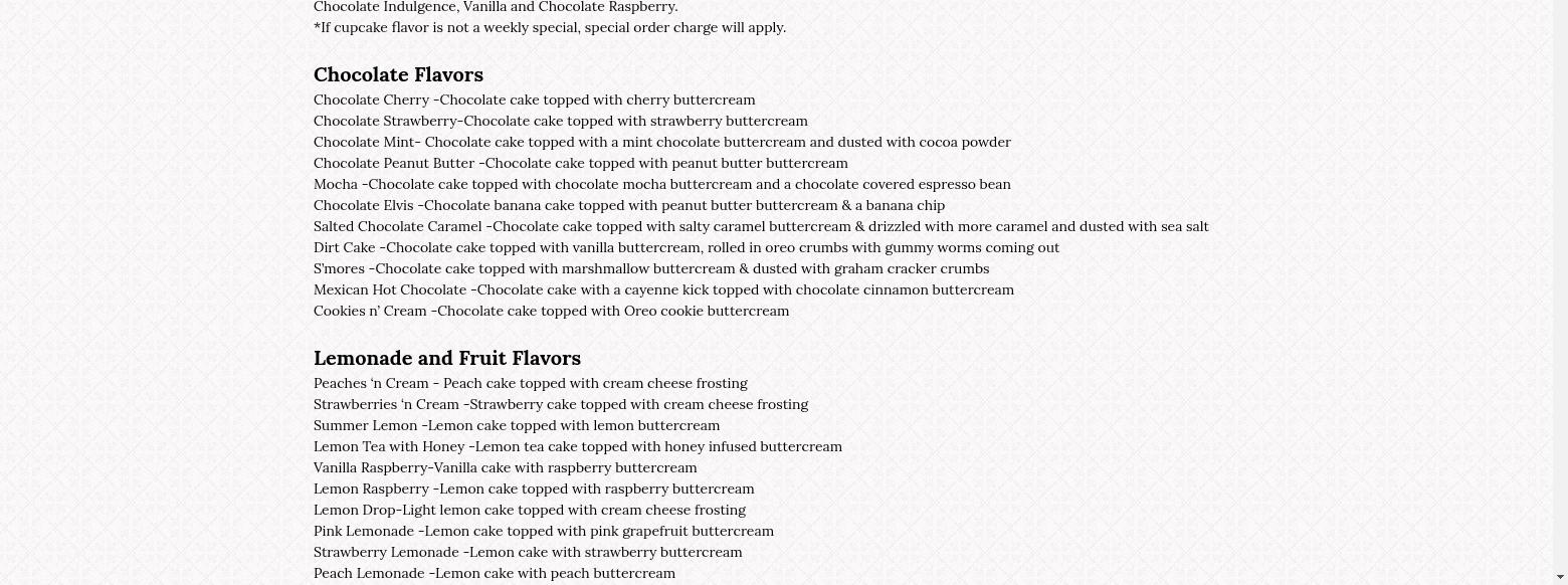 Dessert First Bakery Menu