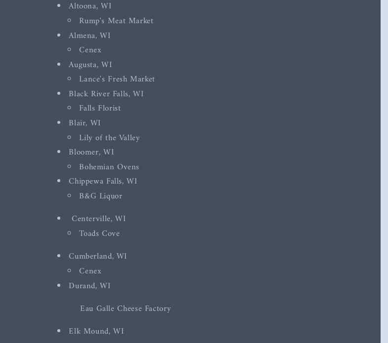 Bemis Bluff Winery Menu