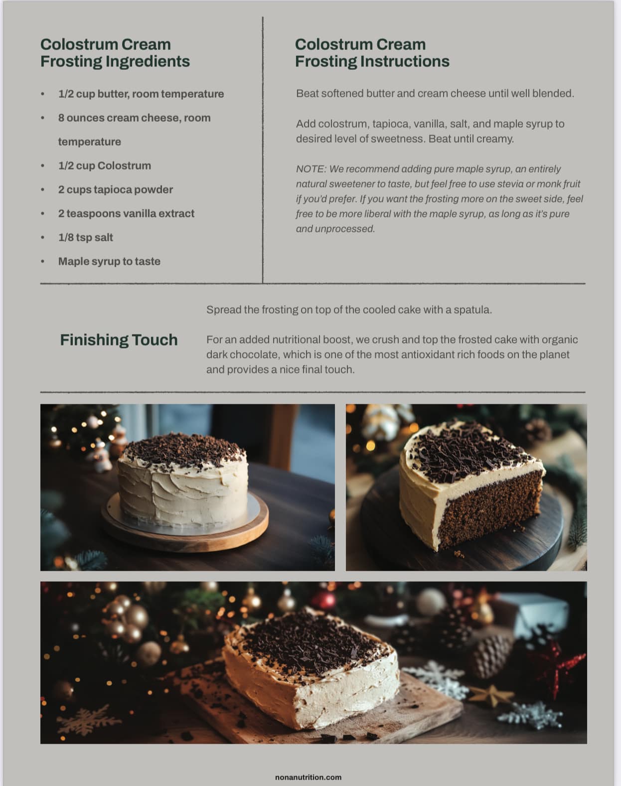 NONA - Elm Grove Menu