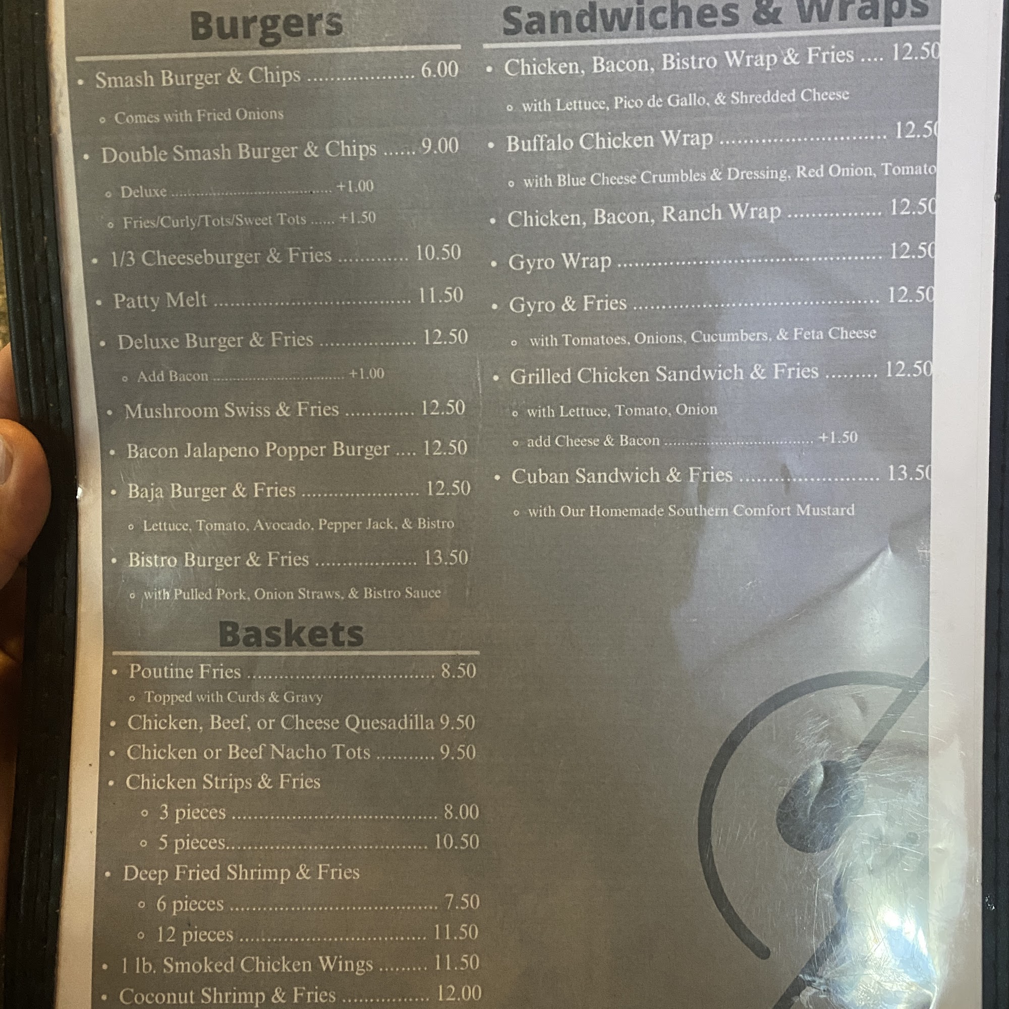 Baa Baa Lou's Bistro & Brews Menu
