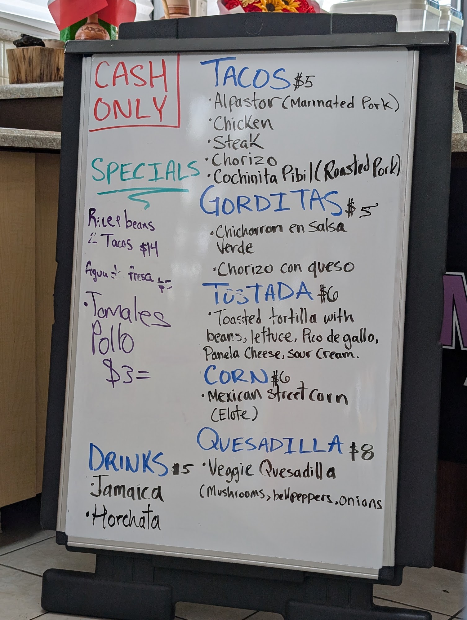 Martina's Authentic Mexican Food Menu