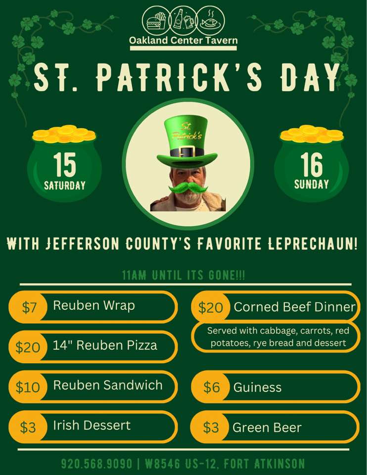 Oakland Center Tavern Menu