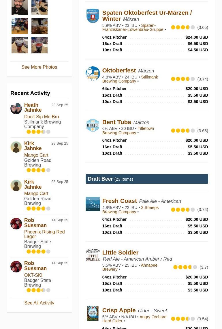 Noble Roots Brewing Company Menu