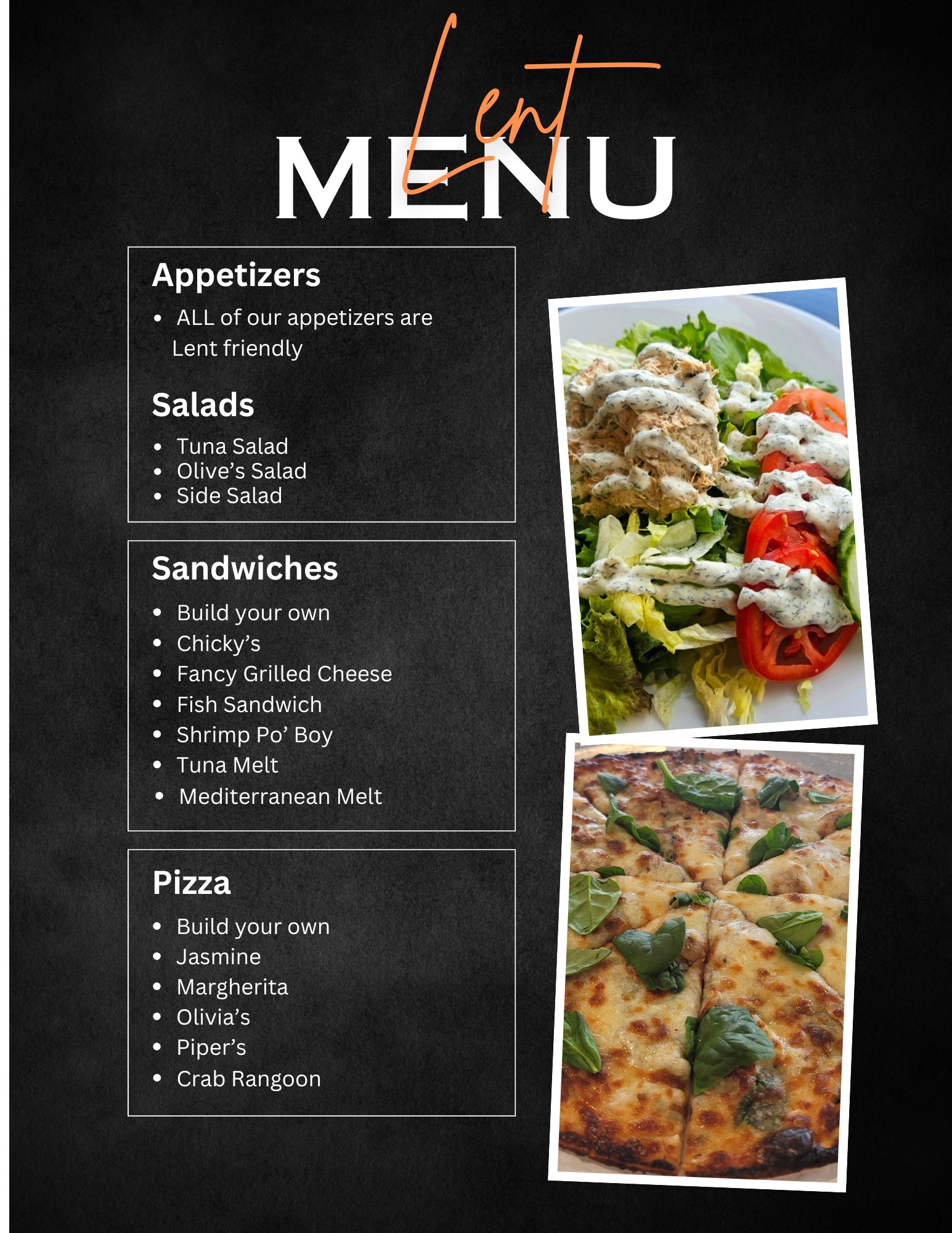 Olive's Pizza and Sandwiches Menu