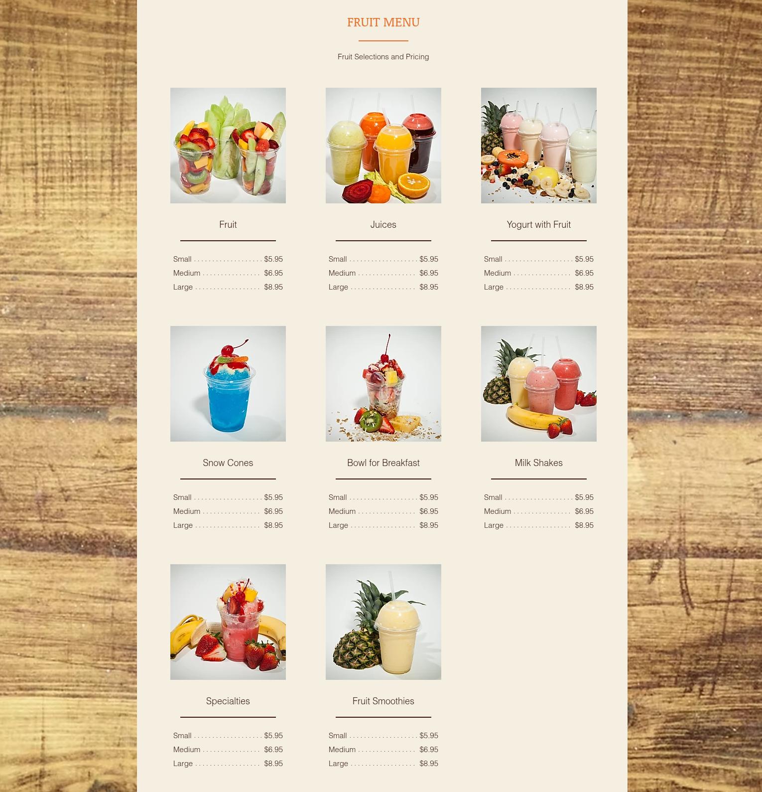 LA FRUTTA Menu