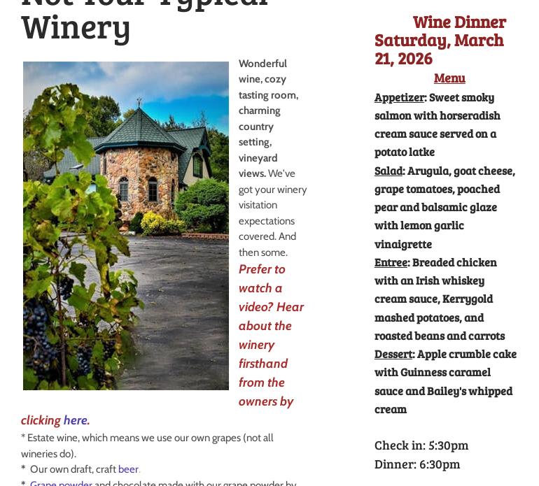 Trout Springs Winery Menu
