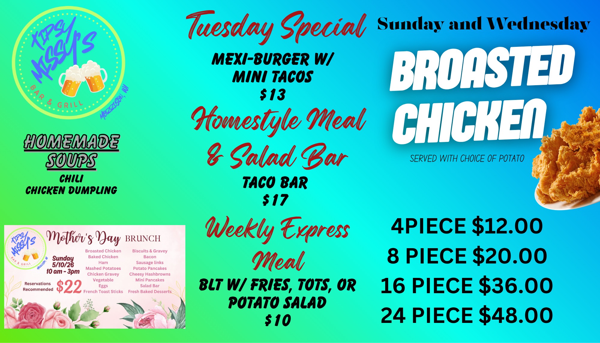 Tipsy Missy's Bar & Grill, LLC Menu