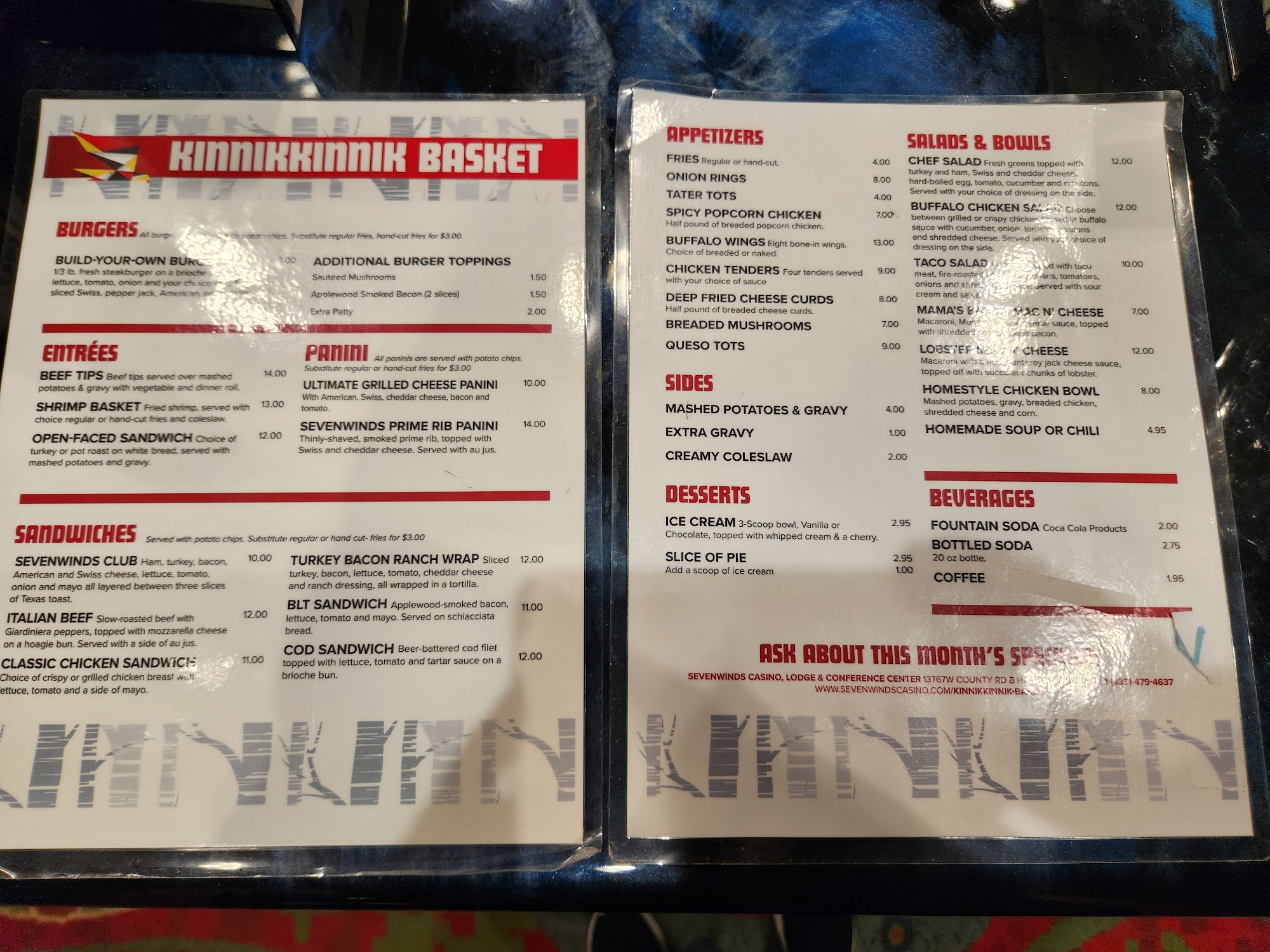 Kinnikkinnik Basket Menu