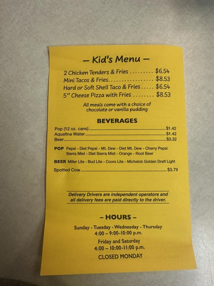 T’ Jo’s Pizza Menu